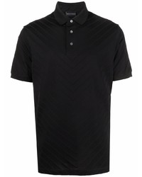schwarzes Polohemd mit Chevron-Muster von Emporio Armani