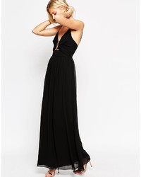 schwarzes Chiffon Maxikleid von Asos