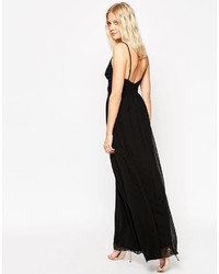 schwarzes Chiffon Maxikleid von Asos