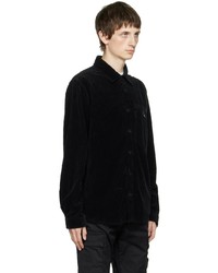 schwarzes Cordlangarmhemd von Stone Island