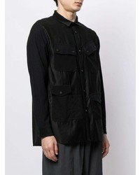 schwarzes Cordlangarmhemd von White Mountaineering