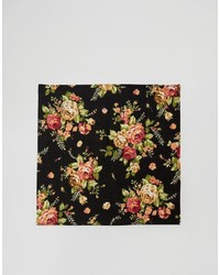 schwarzes Einstecktuch mit Blumenmuster von Reclaimed Vintage
