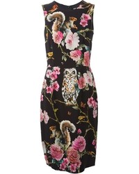 schwarzes Etuikleid mit Blumenmuster von Dolce & Gabbana