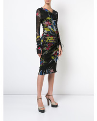 schwarzes Etuikleid mit Blumenmuster von Dvf Diane Von Furstenberg