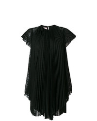 schwarzes gerade geschnittenes Kleid mit Falten von Giamba