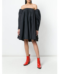 schwarzes gerade geschnittenes Kleid mit Falten von Calvin Klein 205W39nyc