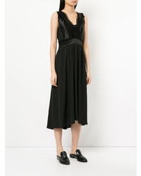 schwarzes Midikleid mit Falten von Jil Sander Navy