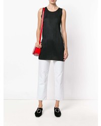 schwarzes Trägershirt mit Falten von Pleats Please By Issey Miyake