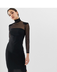 schwarzes figurbetontes Kleid aus Netzstoff von John Zack Tall