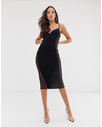 schwarzes figurbetontes Kleid aus Netzstoff von PrettyLittleThing