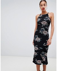 schwarzes figurbetontes Kleid mit Blumenmuster von AX Paris