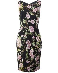 schwarzes figurbetontes Kleid mit Blumenmuster von Dolce & Gabbana