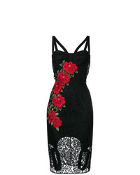 schwarzes figurbetontes Kleid mit Blumenmuster von Philipp Plein