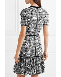 schwarzes figurbetontes Kleid mit Karomuster von Michael Kors Collection