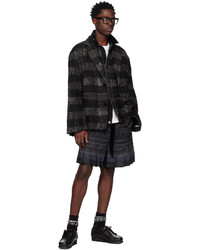 schwarzes Flanell Langarmhemd mit Karomuster von Sacai