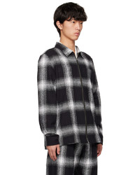 schwarzes Flanell Langarmhemd mit Karomuster von Saturdays Nyc