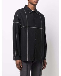 schwarzes Flanell Langarmhemd mit Karomuster von Tom Wood