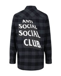 schwarzes Flanell Langarmhemd mit Karomuster von Anti Social Social Club