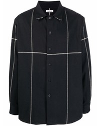 schwarzes Flanell Langarmhemd mit Karomuster von Tom Wood