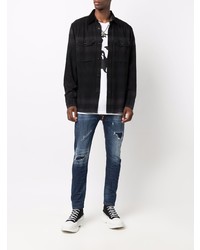 schwarzes Flanell Langarmhemd mit Schottenmuster von Diesel