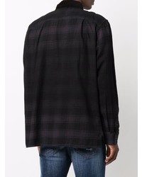 schwarzes Flanell Langarmhemd mit Schottenmuster von Diesel