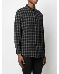 schwarzes Flanell Langarmhemd mit Schottenmuster von Saint Laurent