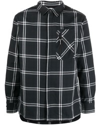 schwarzes Flanell Langarmhemd mit Schottenmuster von Rossignol
