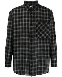 schwarzes Flanell Langarmhemd mit Schottenmuster von Saint Laurent