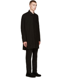 schwarzes Flanell Langarmhemd von Ann Demeulemeester