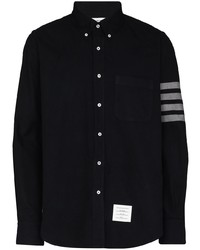 schwarzes Flanell Langarmhemd von Thom Browne