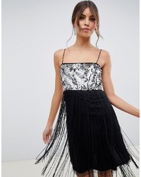 schwarzes Camisole-Kleid aus Pailletten mit Fransen von ASOS DESIGN