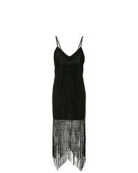 schwarzes Camisole-Kleid aus Spitze mit Fransen von Goen.J