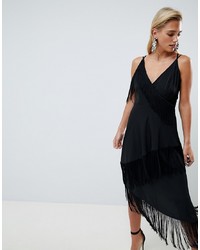 schwarzes Camisole-Kleid mit Fransen von ASOS DESIGN