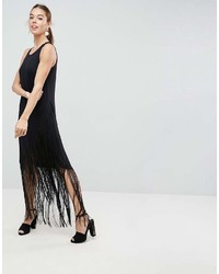 schwarzes Freizeitkleid mit Fransen von Asos