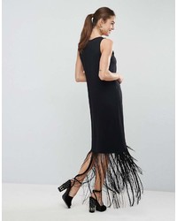 schwarzes Freizeitkleid mit Fransen von Asos