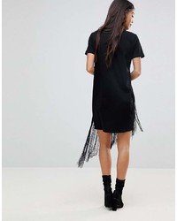 schwarzes Freizeitkleid mit Fransen von Asos