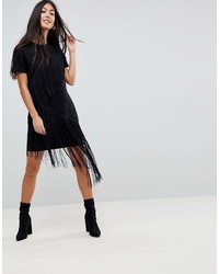 schwarzes Freizeitkleid mit Fransen von Asos