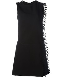 schwarzes gerade geschnittenes Kleid mit Fransen von Paco Rabanne