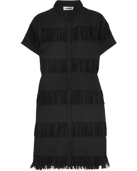 schwarzes gerade geschnittenes Kleid mit Fransen von Prism