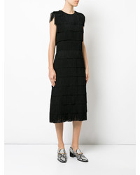 schwarzes Kleid mit Fransen von Stella McCartney