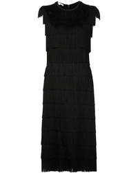 schwarzes Kleid mit Fransen von Stella McCartney