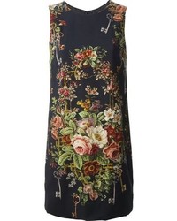 schwarzes Freizeitkleid mit Blumenmuster von Dolce & Gabbana