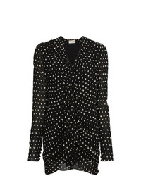 schwarzes gepunktetes figurbetontes Kleid von Saint Laurent