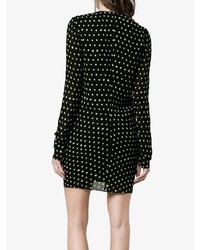 schwarzes gepunktetes figurbetontes Kleid von Saint Laurent