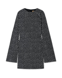 schwarzes gepunktetes gerade geschnittenes Kleid aus Seide von Michael Kors Collection