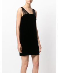 schwarzes gepunktetes gerade geschnittenes Kleid von Saint Laurent