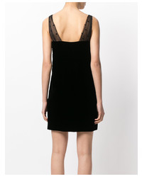 schwarzes gepunktetes gerade geschnittenes Kleid von Saint Laurent