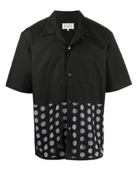 schwarzes gepunktetes Kurzarmhemd von Maison Margiela