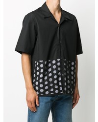 schwarzes gepunktetes Kurzarmhemd von Maison Margiela