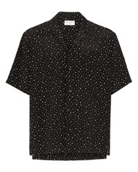 schwarzes gepunktetes Kurzarmhemd von Saint Laurent